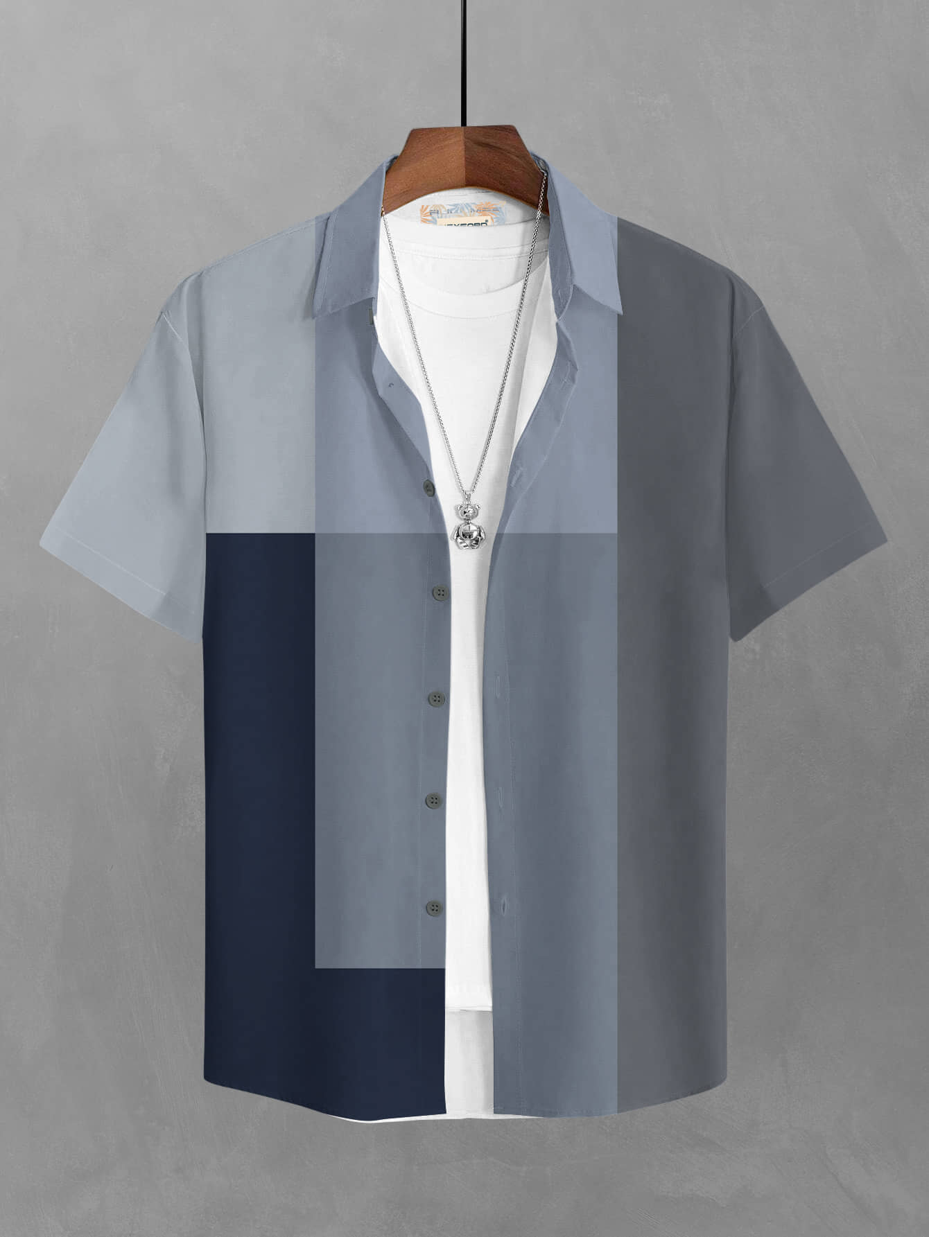 BULLMER Cotton Blend Regular Fit Colorblock Half Sleeves Men's Casual Shirt - Blue ( Pack of 1 )