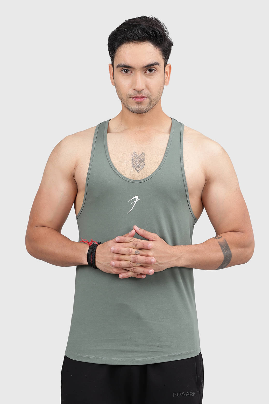 Fuaark Pack of 1 Cotton Gym Vest For Men ( Green ) Fuaark Pack of 1 Cotton Gym Vest For Men ( Green )