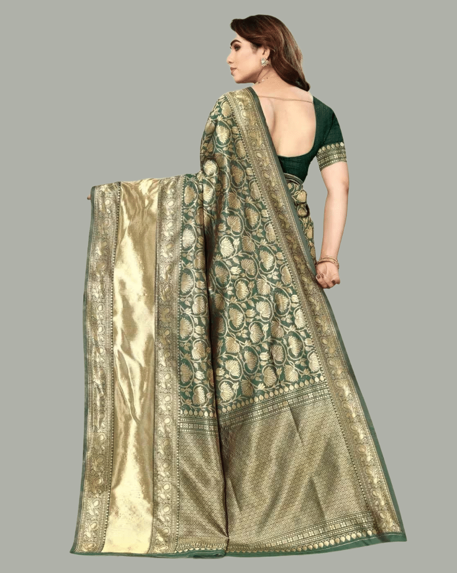 GARIYA Art Silk Embellished Saree With Unstitched Blouse Piece ( Green ) GARIYA Art Silk Embellished Saree With Unstitched Blouse Piece ( Green )