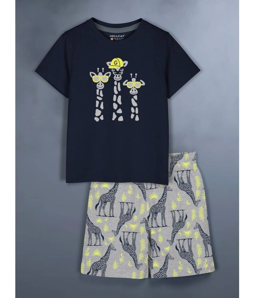     			HELLCAT Pack of 1 Girls Cotton Blend Top With Shorts ( Navy )