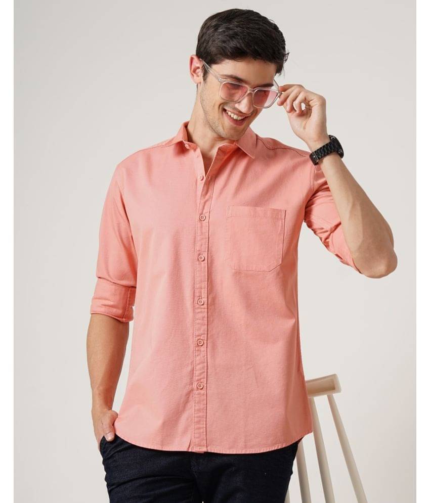HETIERS 100% Cotton Slim Fit Solids Full Sleeves Men's Casual Shirt - Pink ( Pack of 1 ) HETIERS 100% Cotton Slim Fit Solids Full Sleeves Men's Casual Shirt - Pink ( Pack of 1 )