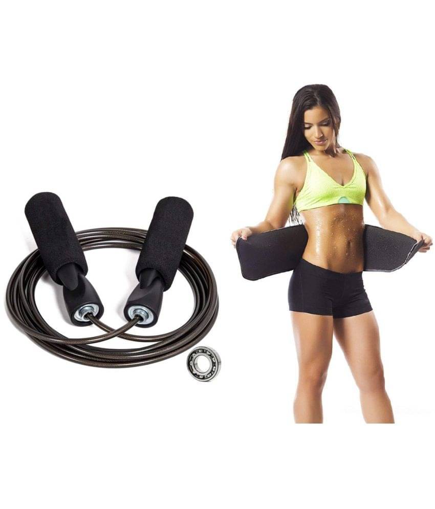     			HORSE FIT Combo of Belt with Skipping Rope for Men, Women, Weight Loss, Kids, Girls, Children, Adult - Best in Fitness, Sports, Exercise, Workout Black