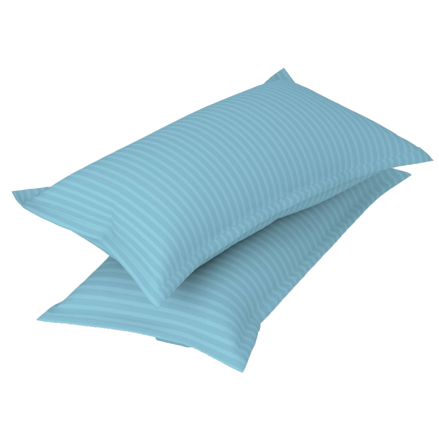     			Handloomwala - Pack of 2 Poly Cotton Vertical Striped Regular Pillow Cover ( 66.04 cm(26) x 43.18 cm(17) ) - Sky Blue