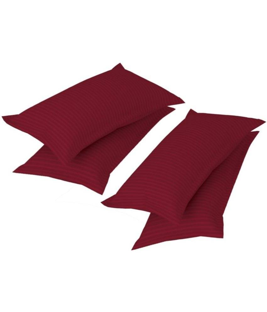 Handloomwala - Pack of 4 Poly Cotton Horizontal Striped Regular Pillow Cover ( 66.04 cm(26) x 43.18 cm(17) ) - Maroon Handloomwala - Pack of 4 Poly Cotton Horizontal Striped Regular Pillow Cover ( 66.04 cm(26) x 43.18 cm(17) ) - Maroon