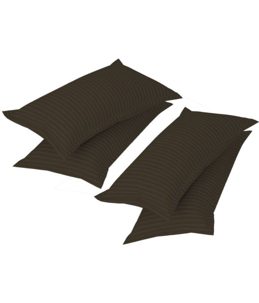     			Handloomwala - Pack of 4 Poly Cotton Horizontal Striped Regular Pillow Cover ( 66.04 cm(26) x 43.18 cm(17) ) - Brown