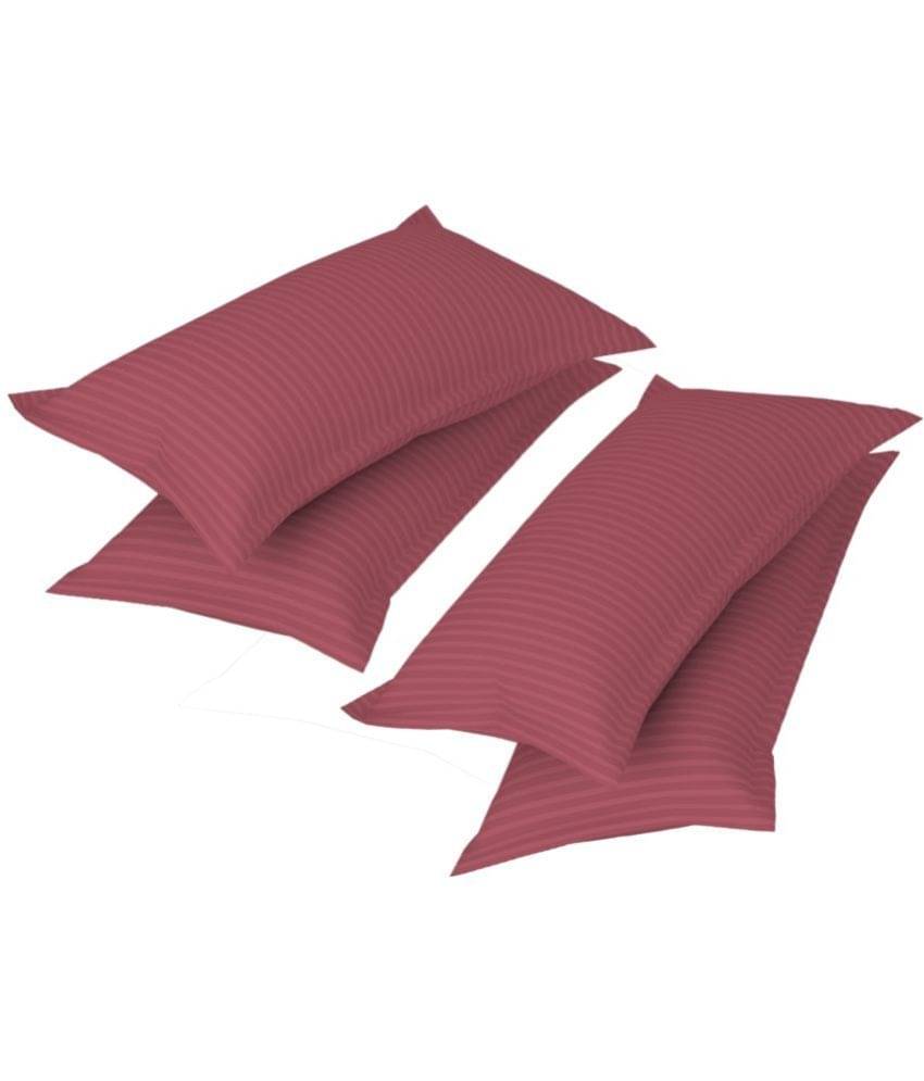 Handloomwala - Pack of 4 Poly Cotton Horizontal Striped Regular Pillow Cover ( 66.04 cm(26) x 43.18 cm(17) ) - Pink Handloomwala - Pack of 4 Poly Cotton Horizontal Striped Regular Pillow Cover ( 66.04 cm(26) x 43.18 cm(17) ) - Pink