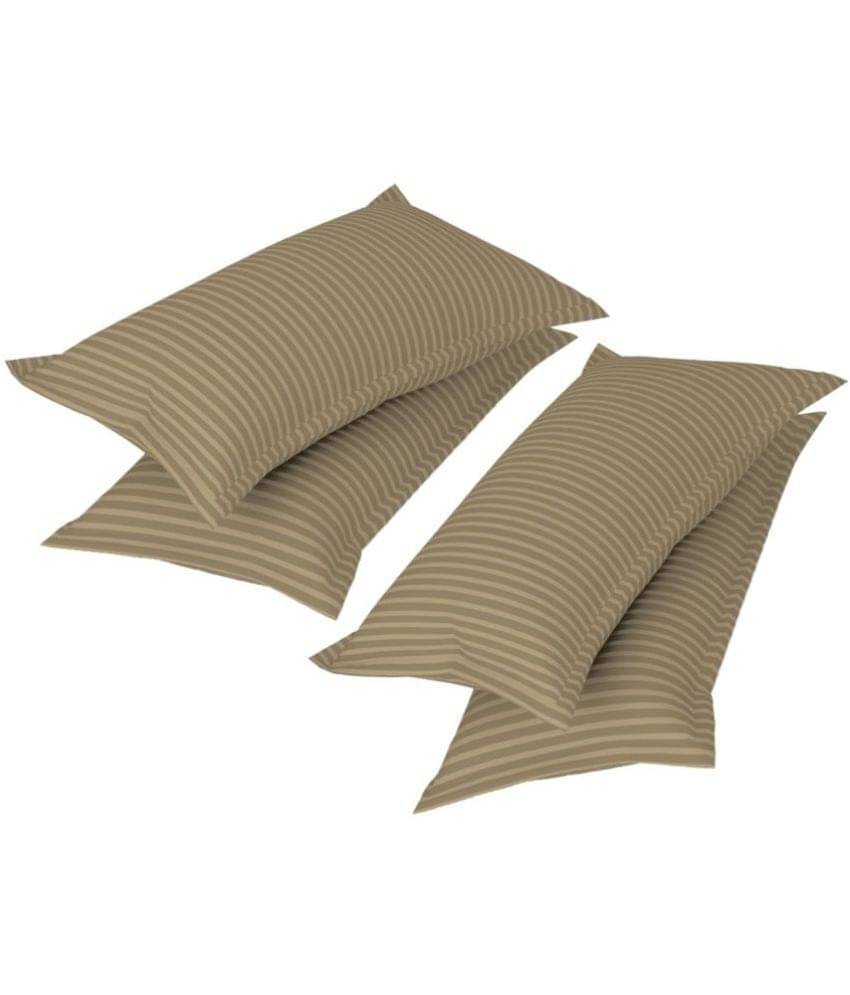     			Handloomwala - Pack of 4 Poly Cotton Horizontal Striped Regular Pillow Cover ( 66.04 cm(26) x 43.18 cm(17) ) - Beige