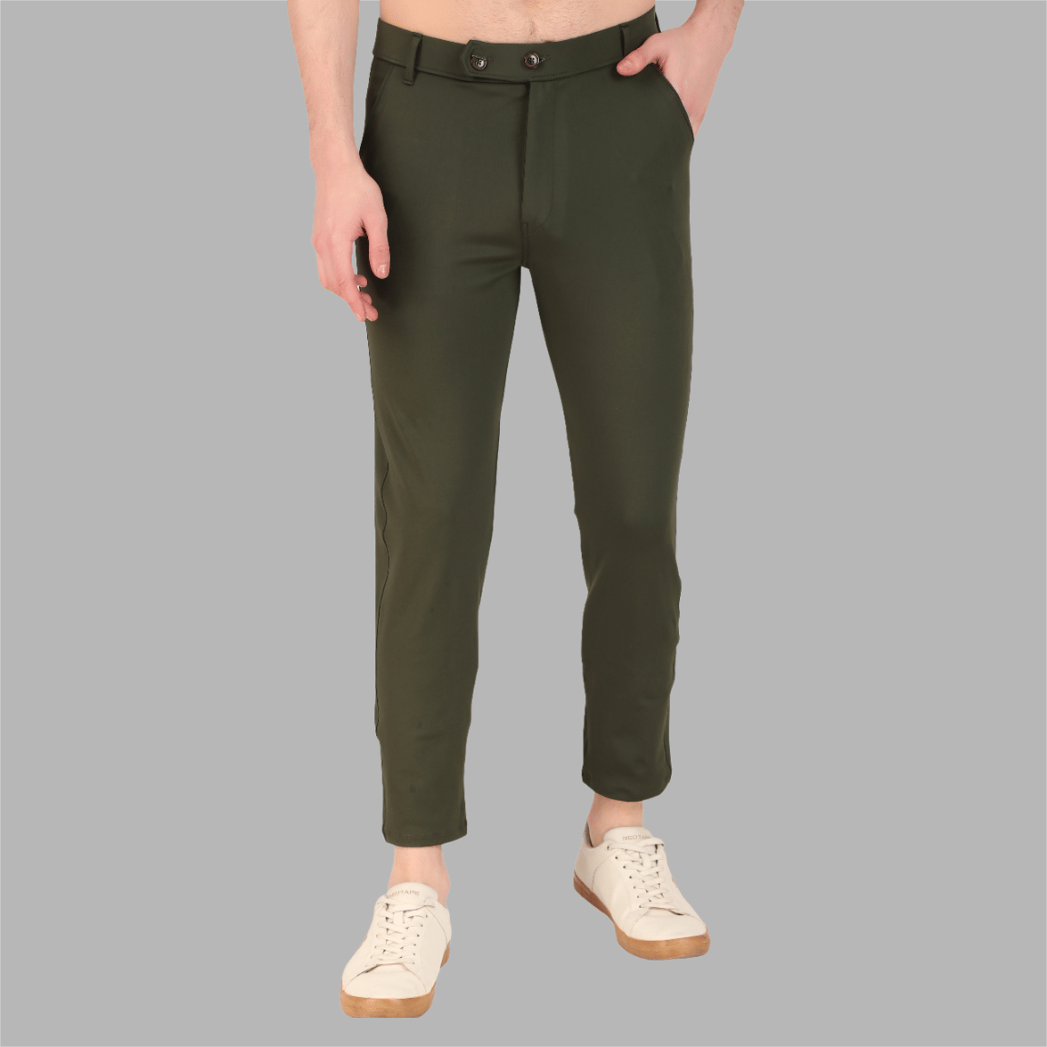 IDASS Slim Flat Men's Formal Trouser - Olive Green ( Pack of 1 ) - Trousers | Buy online on ZillyBuy