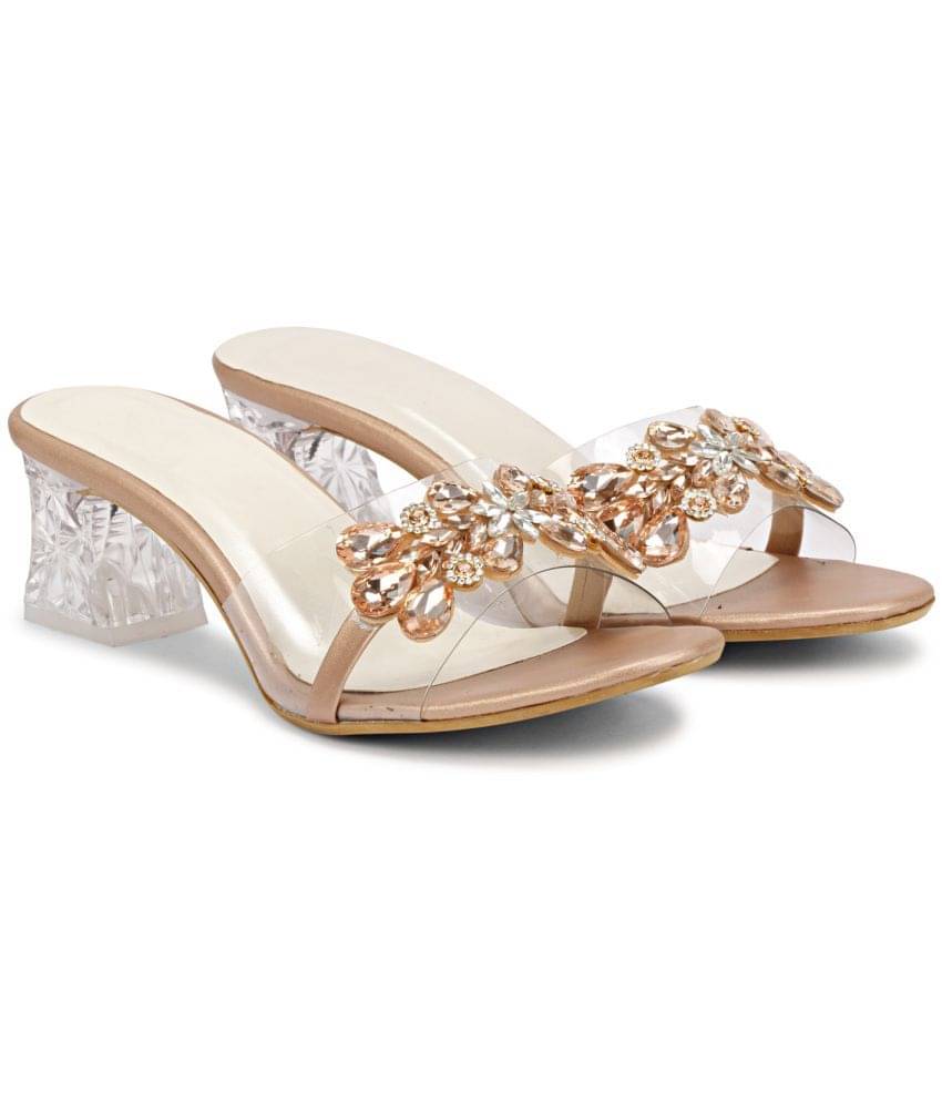     			Ishransh Nude Women's Slip On Heels