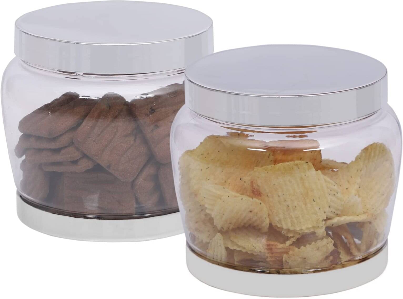 Jaypee Keep Tight Jars Plastic Silver Cookie Container ( Set of 2 ) Jaypee Keep Tight Jars Plastic Silver Cookie Container ( Set of 2 )
