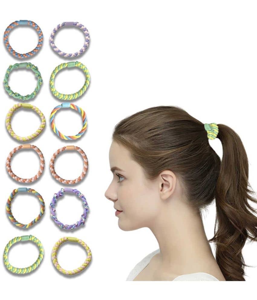 Stretchable Braided Elastic Rubber Bands, 12Pcs (Multi) - Jewellery Sets | Buy online on ZillyBuy