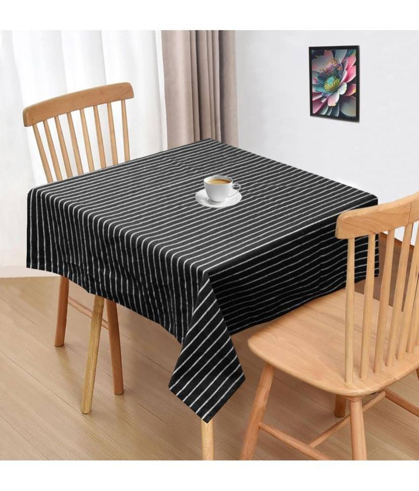     			Oasis Hometex Striped Cotton 2 Seater Square Table Cover ( 102 x 102 ) cm Pack of 1 Black