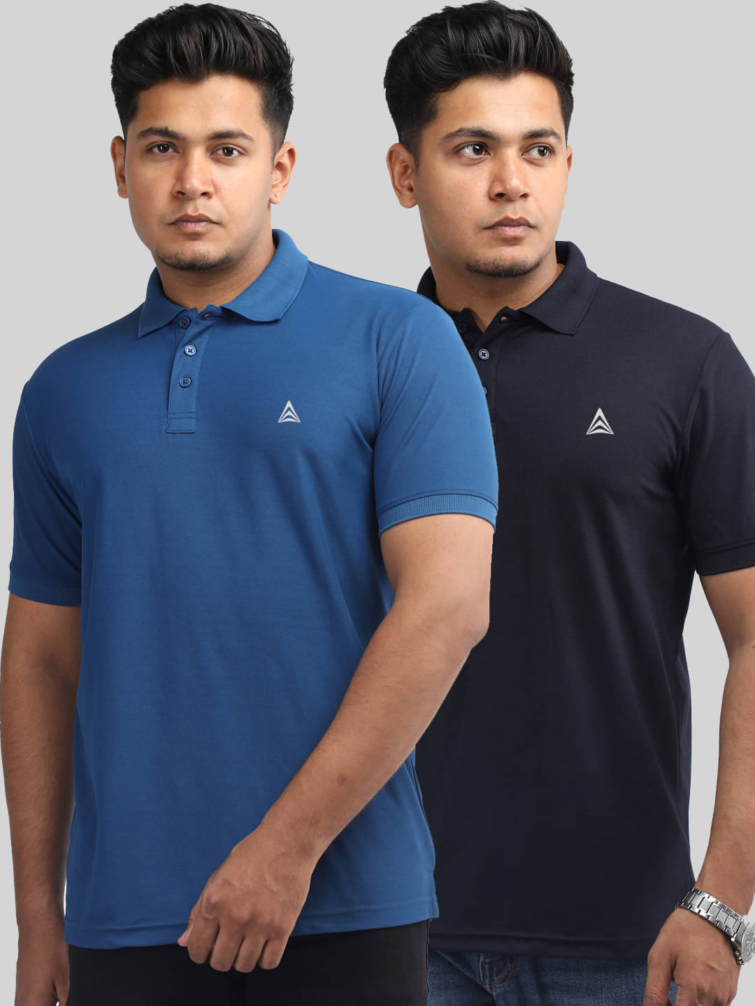 PROPERSEVEN Pack of 2 Polyester Regular Fit Solid Half Sleeves Men's Polo T Shirt ( Blue ) PROPERSEVEN Pack of 2 Polyester Regular Fit Solid Half Sleeves Men's Polo T Shirt ( Blue )