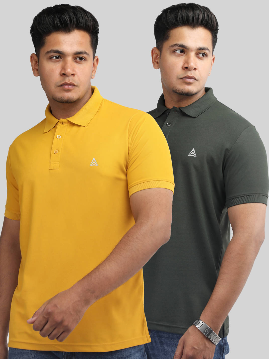 PROPERSEVEN Pack of 2 Polyester Regular Fit Solid Half Sleeves Men's Polo T Shirt ( Mustard ) PROPERSEVEN Pack of 2 Polyester Regular Fit Solid Half Sleeves Men's Polo T Shirt ( Mustard )