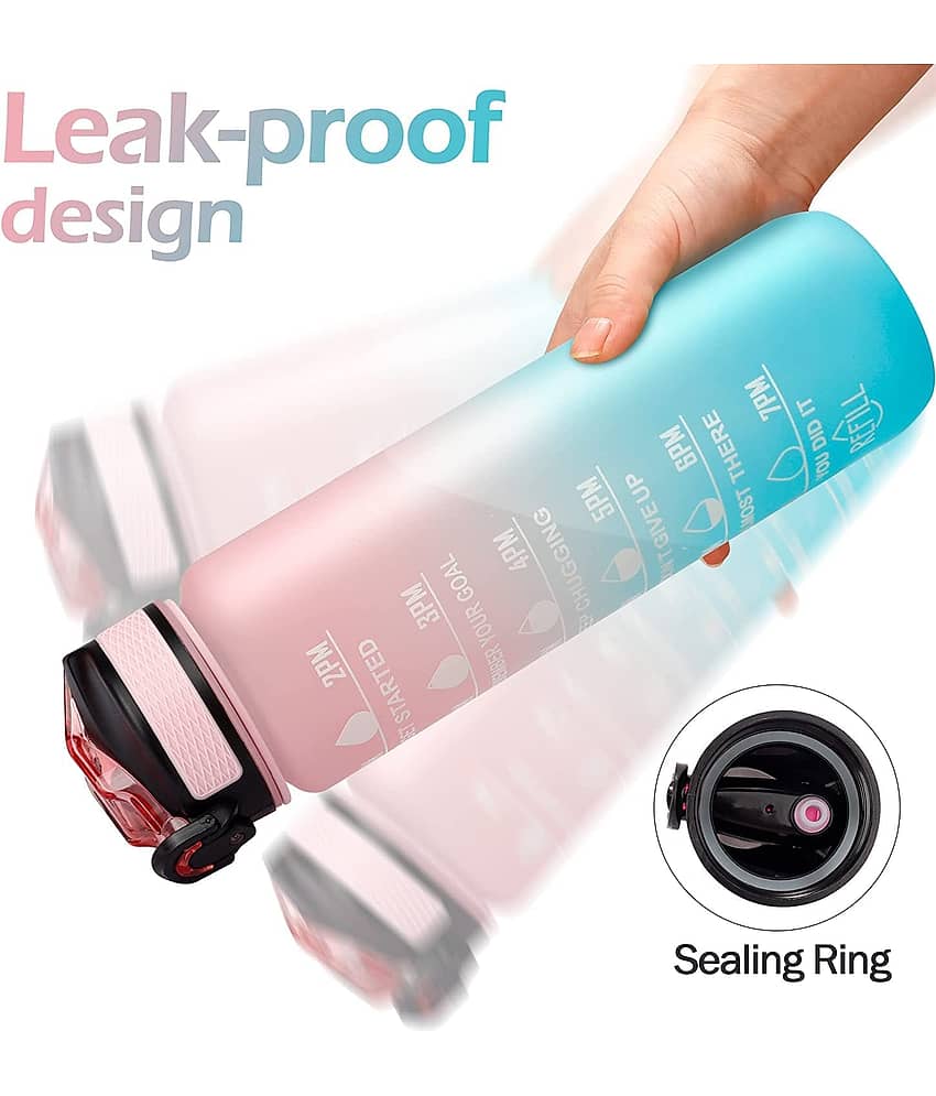 Plastic Water Bottles 1 Litre Sipper Bottle For Adults Motivational Water Bottle Sipper With Straw & Time For Gym Office School Home Water Bottle For Kids (Black & White) - Stationery | Buy online on ZillyBuy