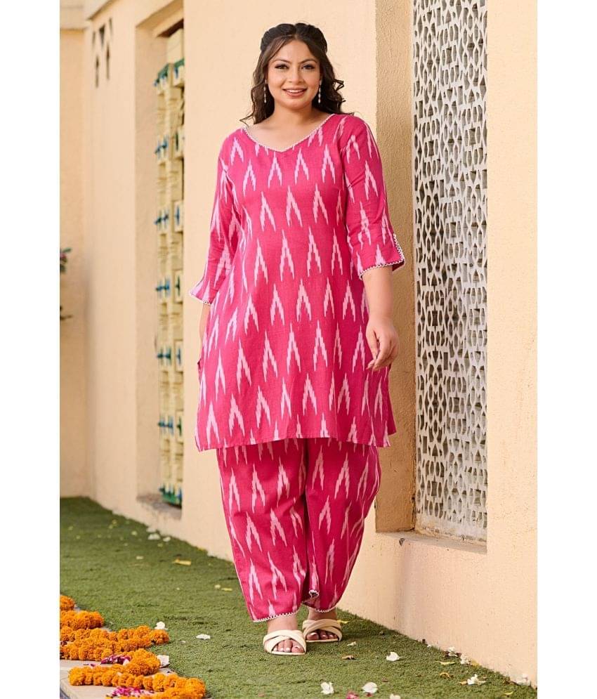     			PrettyPlus by Desinoor.com Women Printed Tunic With Palazzos Co-Ord Set ( Pink )