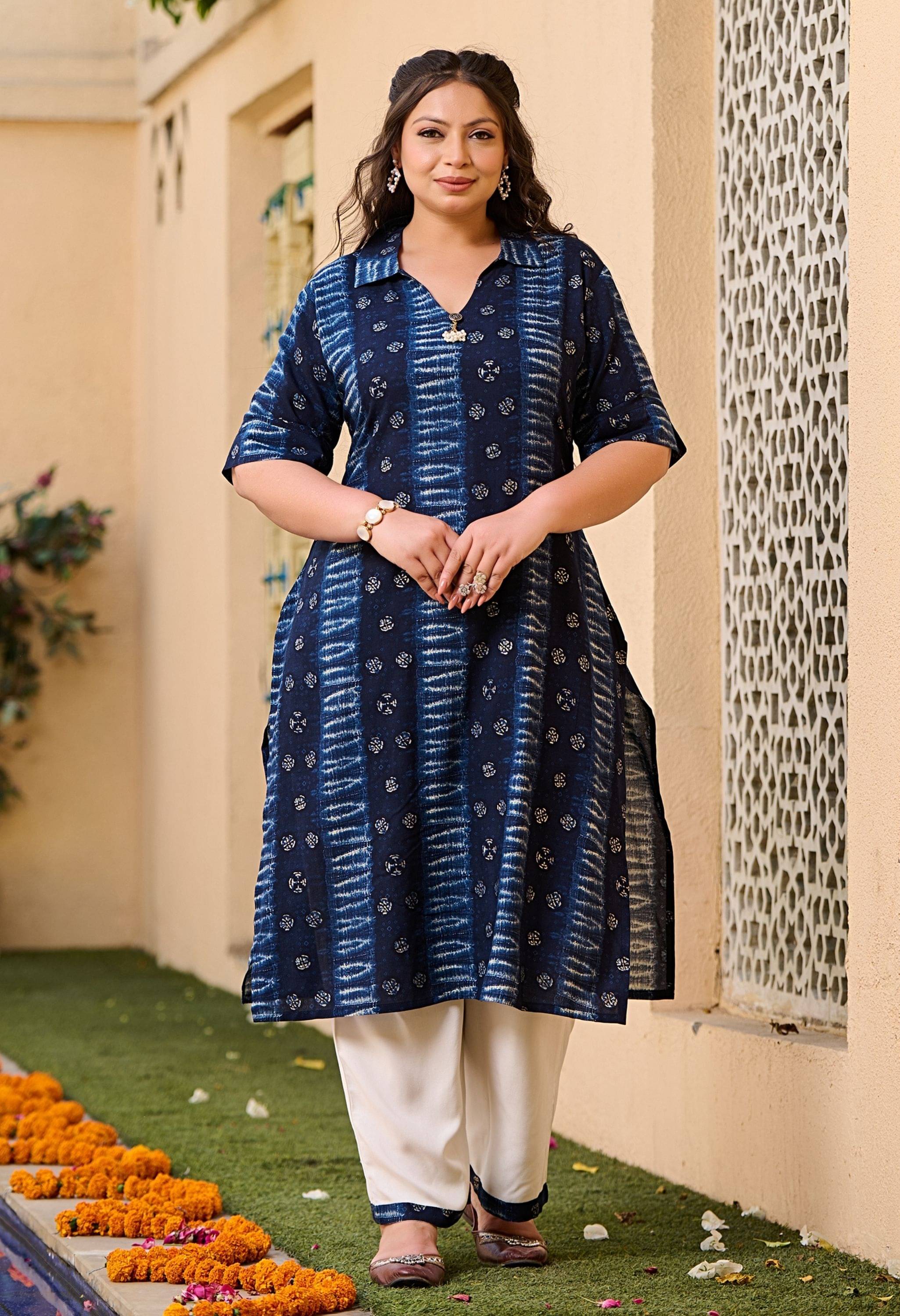     			PrettyPlus by Desinoor.com Rayon Printed Kurti With Pants Women's Stitched Salwar Suit - Blue ( Pack of 1 )