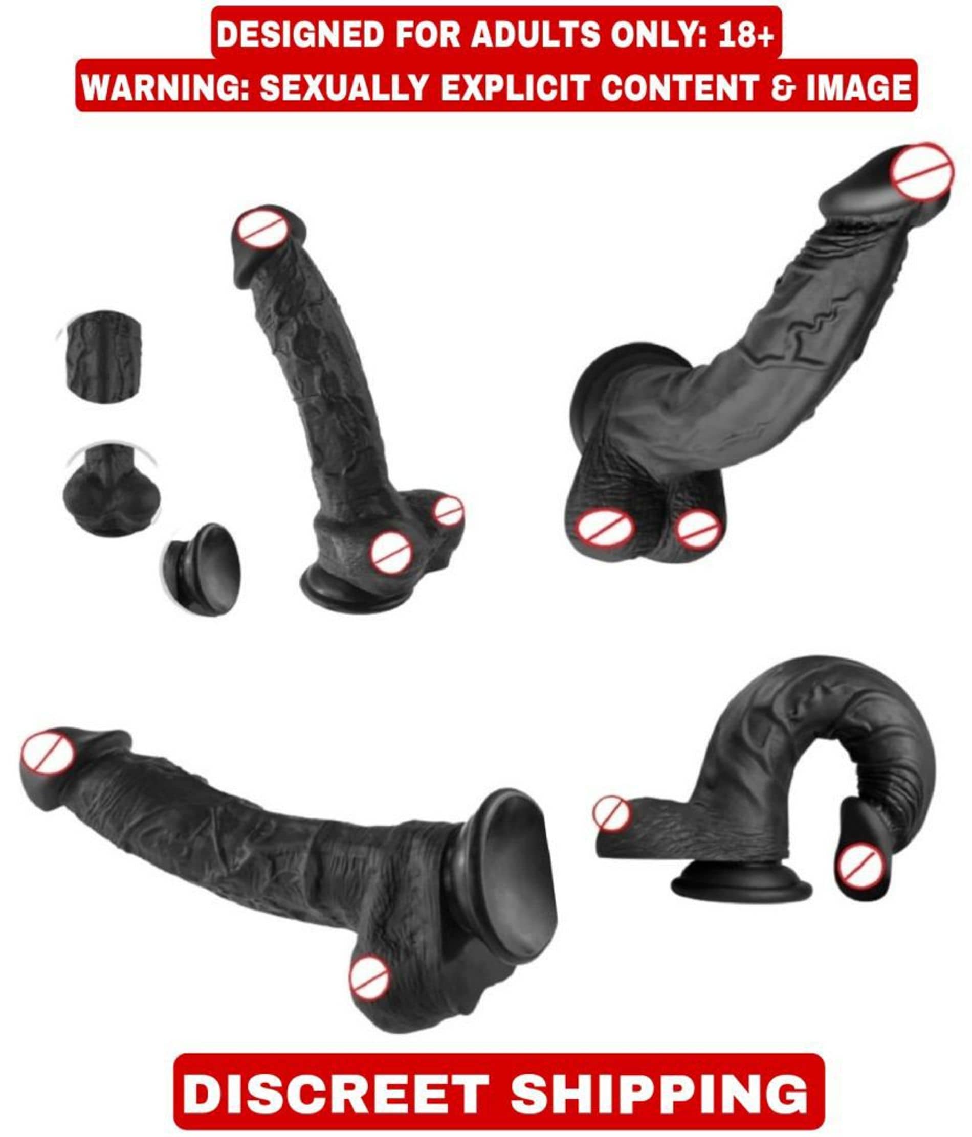 REALISTIC 9 INCH DARK BLACK PREMIUM SILICON DILDO WITH PERFECT SUCTION CUP & BIG BALLS - CRAZYNYT
