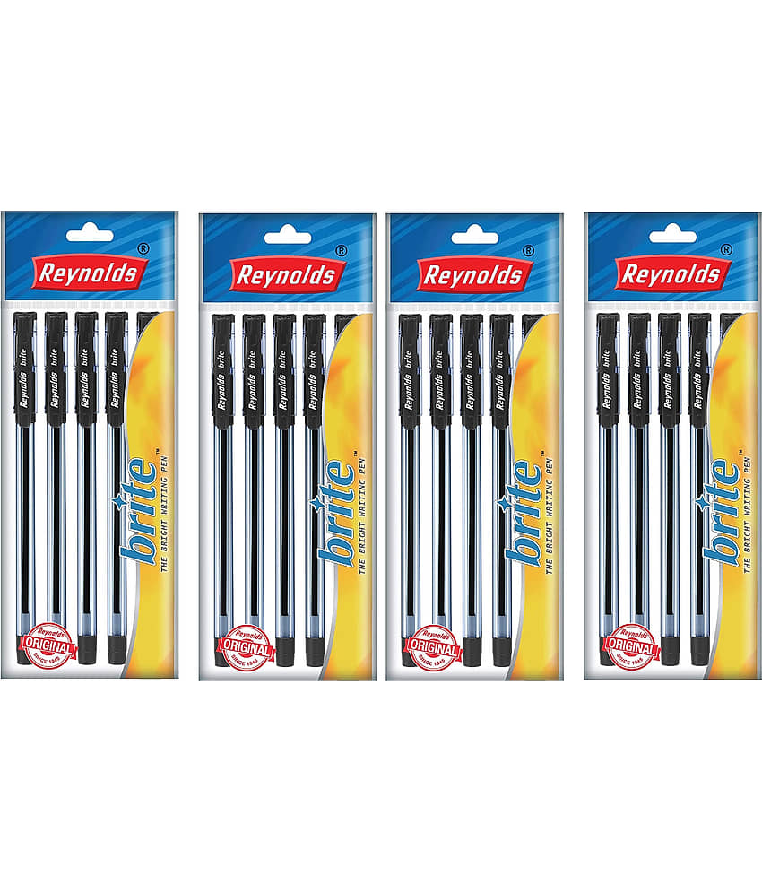 Reynolds Brite Ball Pen 5 Pcs Black (Pack of 10) - Stationery | Buy online on ZillyBuy