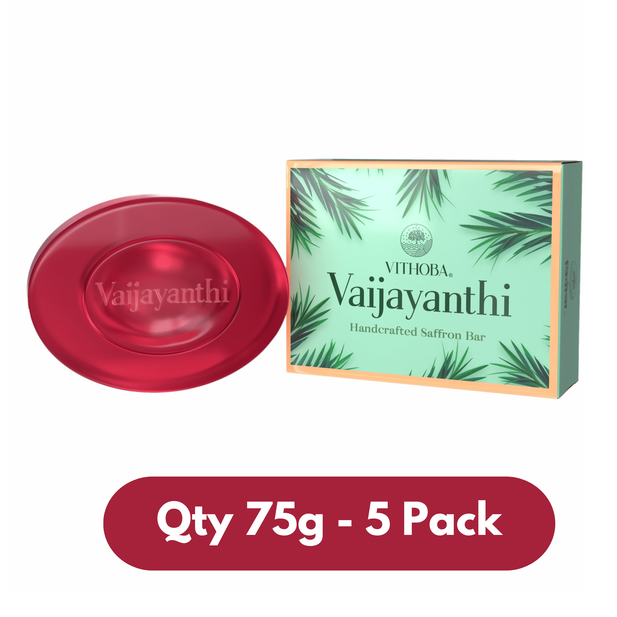     			Vithoba Vaijayanthi Handcrafted Saffron Soap Bar Goodness Of Turmeric & Coconut Oil 75g Pack of5