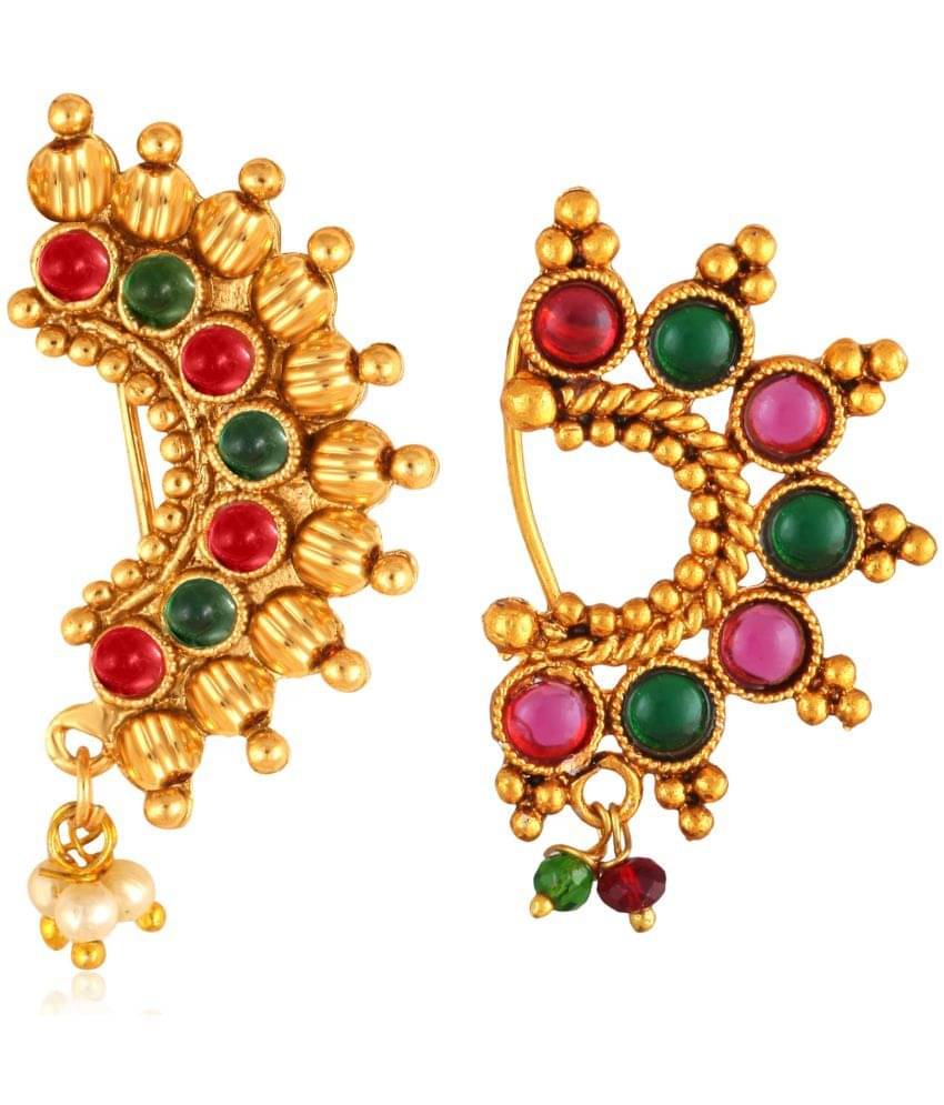 Vivastri's Premium Gucchedar Maharashtrian/Peackock Styled Nosepin Combo Set Of 2 For Ladies-VIVA1113-1033NTH-Press-Multi Vivastri's Premium Gucchedar Maharashtrian/Peackock Styled Nosepin Combo Set Of 2 For Ladies-VIVA1113-1033NTH-Press-Multi