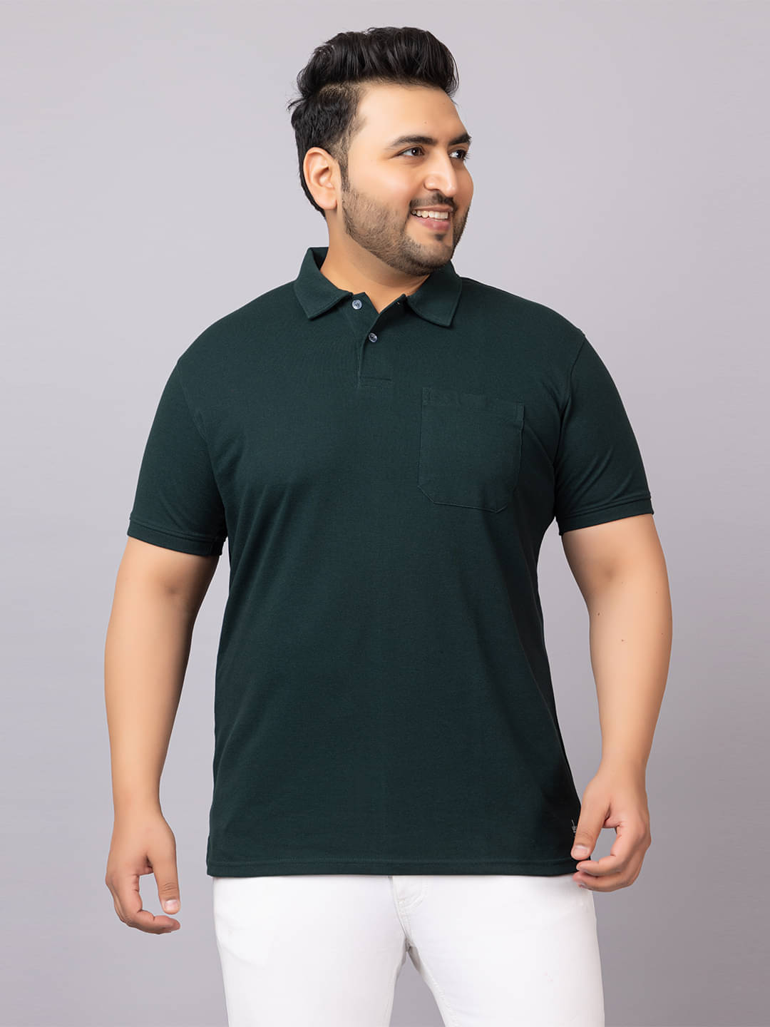     			YHA Pack of 1 Cotton Blend Regular Fit Solid Half Sleeves Men's Polo T Shirt ( Dark Green )