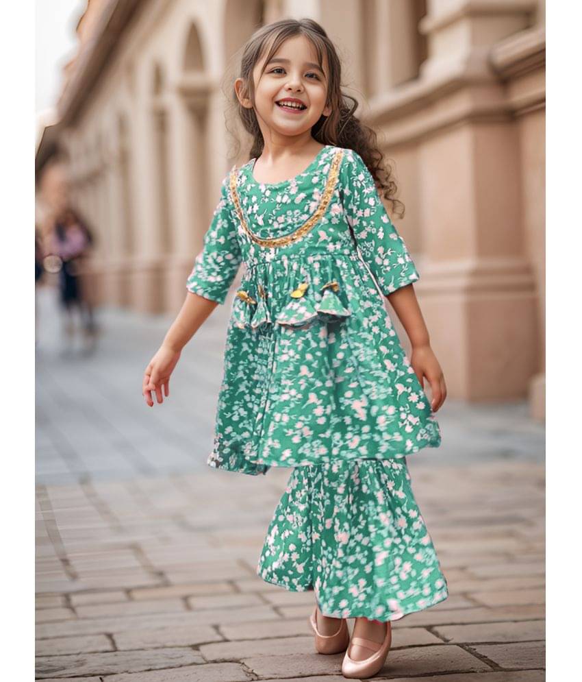     			A.T.U.N. Girls Polyester Kurta and Sharara Set ( Pack of 1 , Light Green )