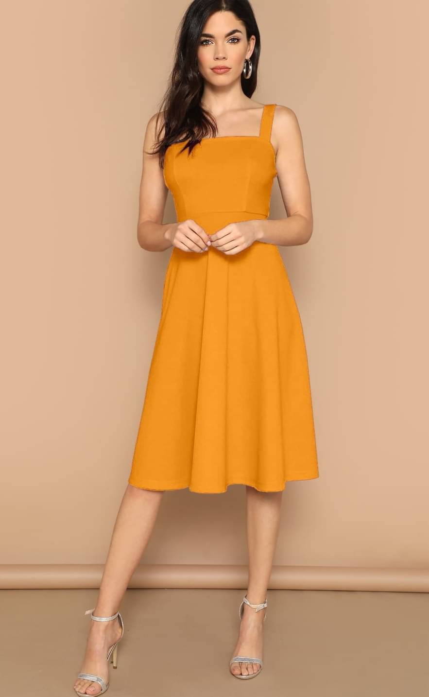 ASHISH PRINT Women Rayon Solid A-line Dress ( Mustard ) ASHISH PRINT Women Rayon Solid A-line Dress ( Mustard )