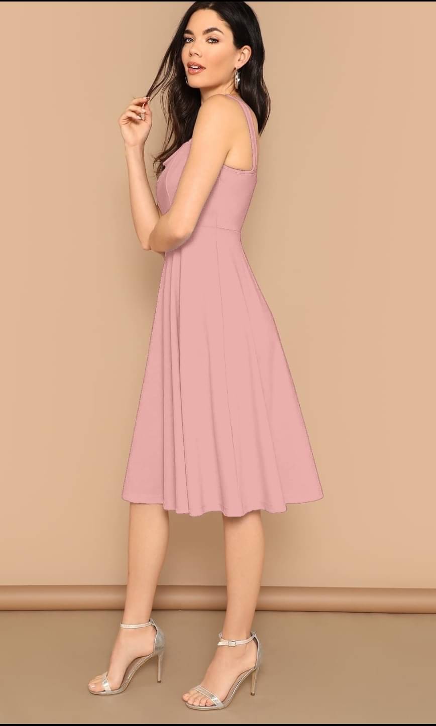 ASHISH PRINT Women Rayon Solid A-line Dress ( Peach ) ASHISH PRINT Women Rayon Solid A-line Dress ( Peach )