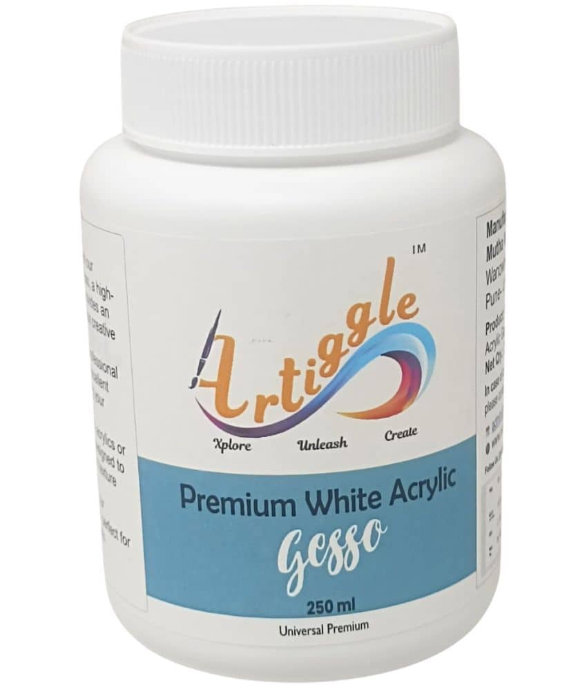 Acrylic Premium White Geso White Gesso for Canvas, Digital Imaging, Oil Painting, Paint Formulations, Panels, Portraits, Temperas (Liquid 250 ml)