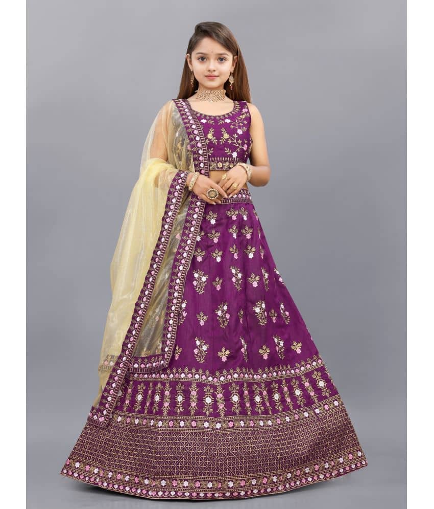 Aika Silk Lehenga Choli Set For Girls ( Pack of 1 , Green )