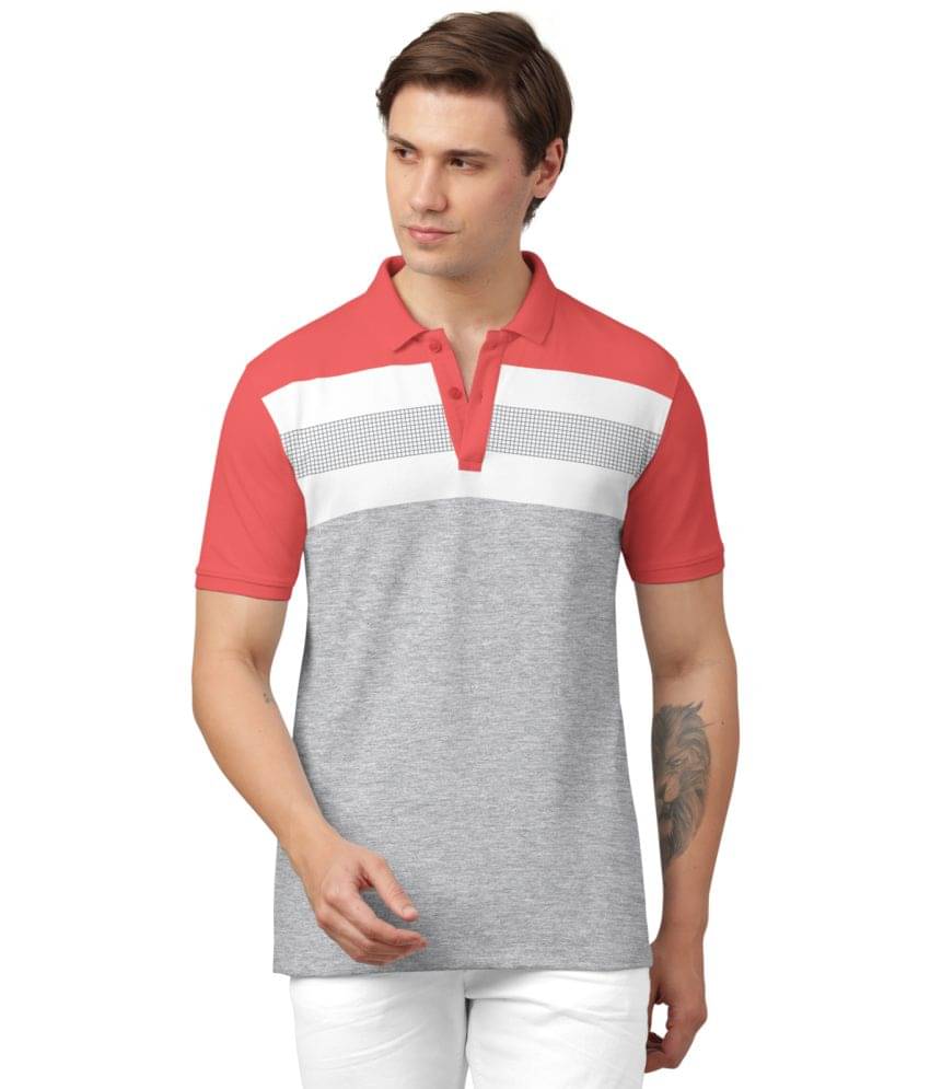     			BULLMER Pack of 1 Cotton Blend Regular Fit Colorblock Half Sleeves Men's Polo T Shirt ( Red )
