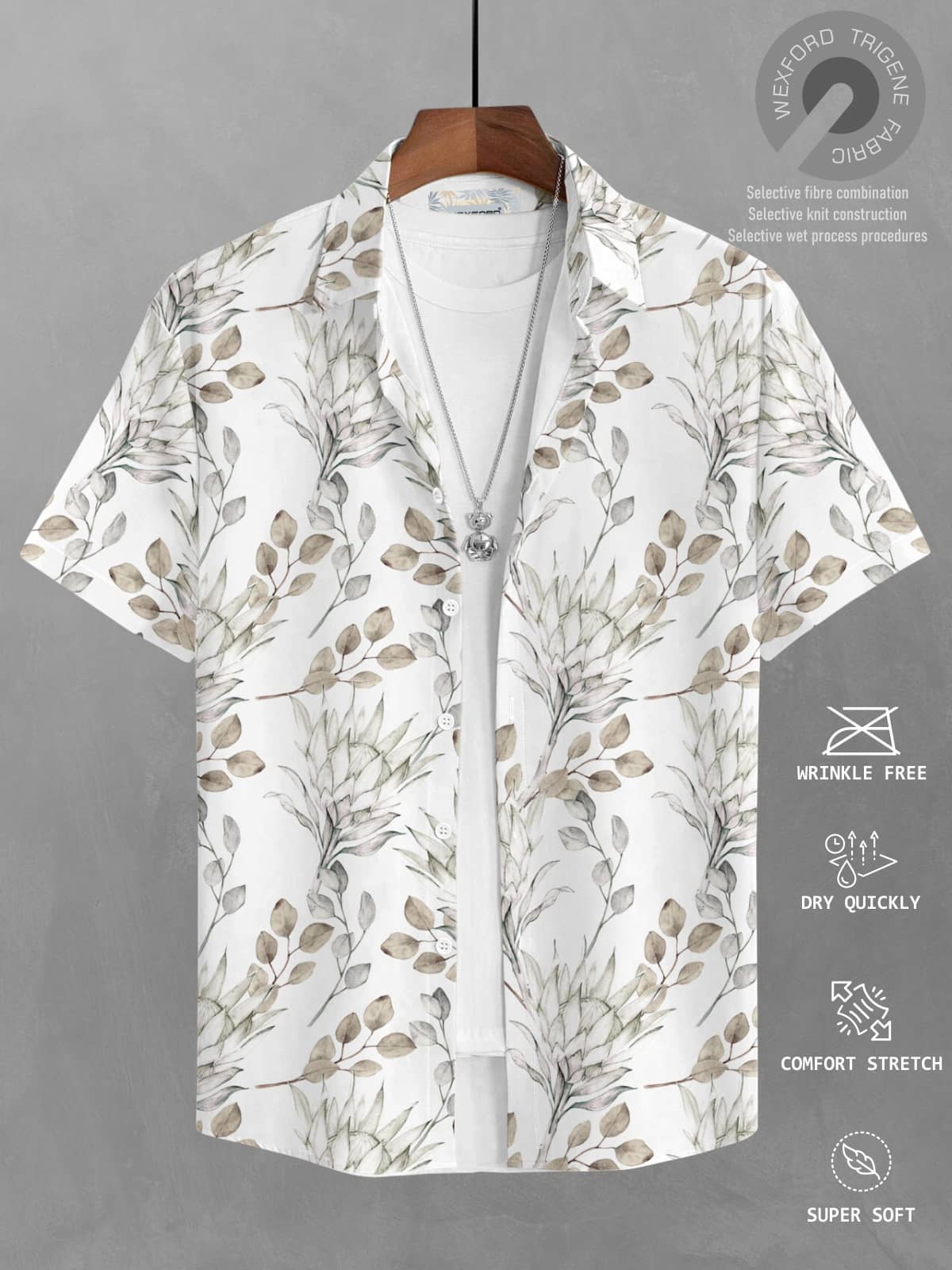 BULLMER Cotton Blend Regular Fit Printed Half Sleeves Men's Casual Shirt - Off White ( Pack of 1 )