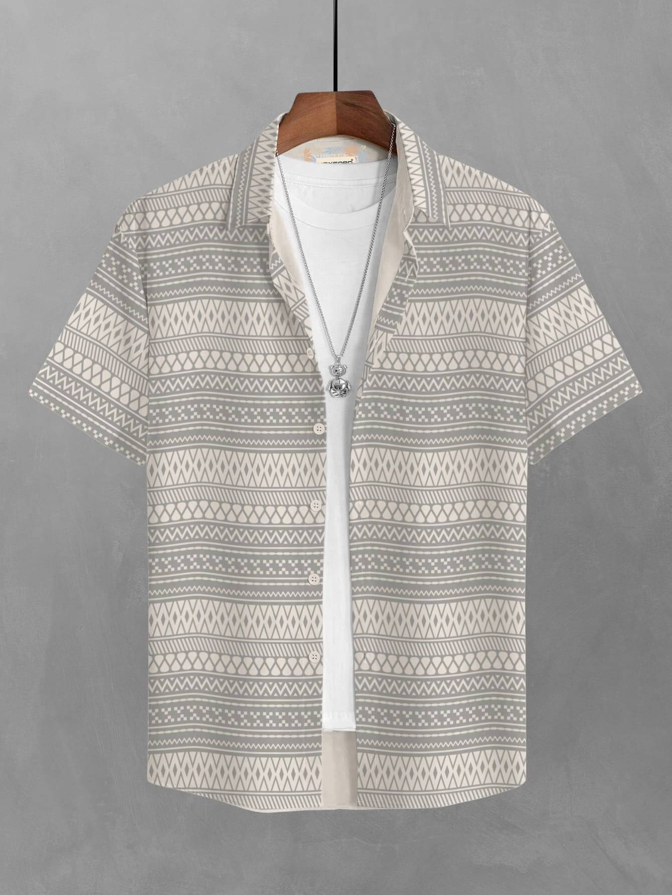    			BULLMER Cotton Blend Regular Fit Printed Half Sleeves Men's Casual Shirt - Beige ( Pack of 1 )
