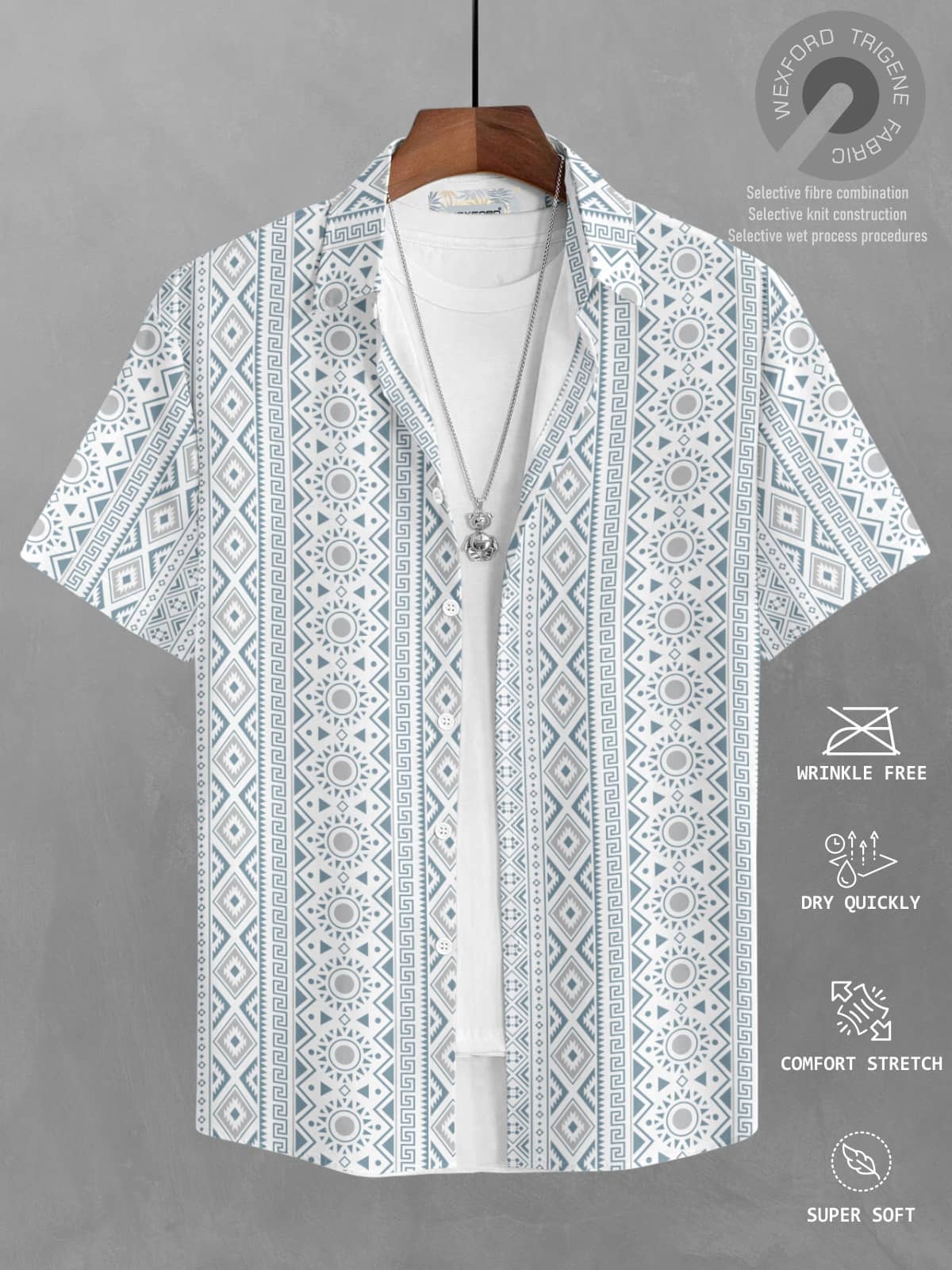 BULLMER Cotton Blend Regular Fit Printed Half Sleeves Men's Casual Shirt - Grey ( Pack of 1 )