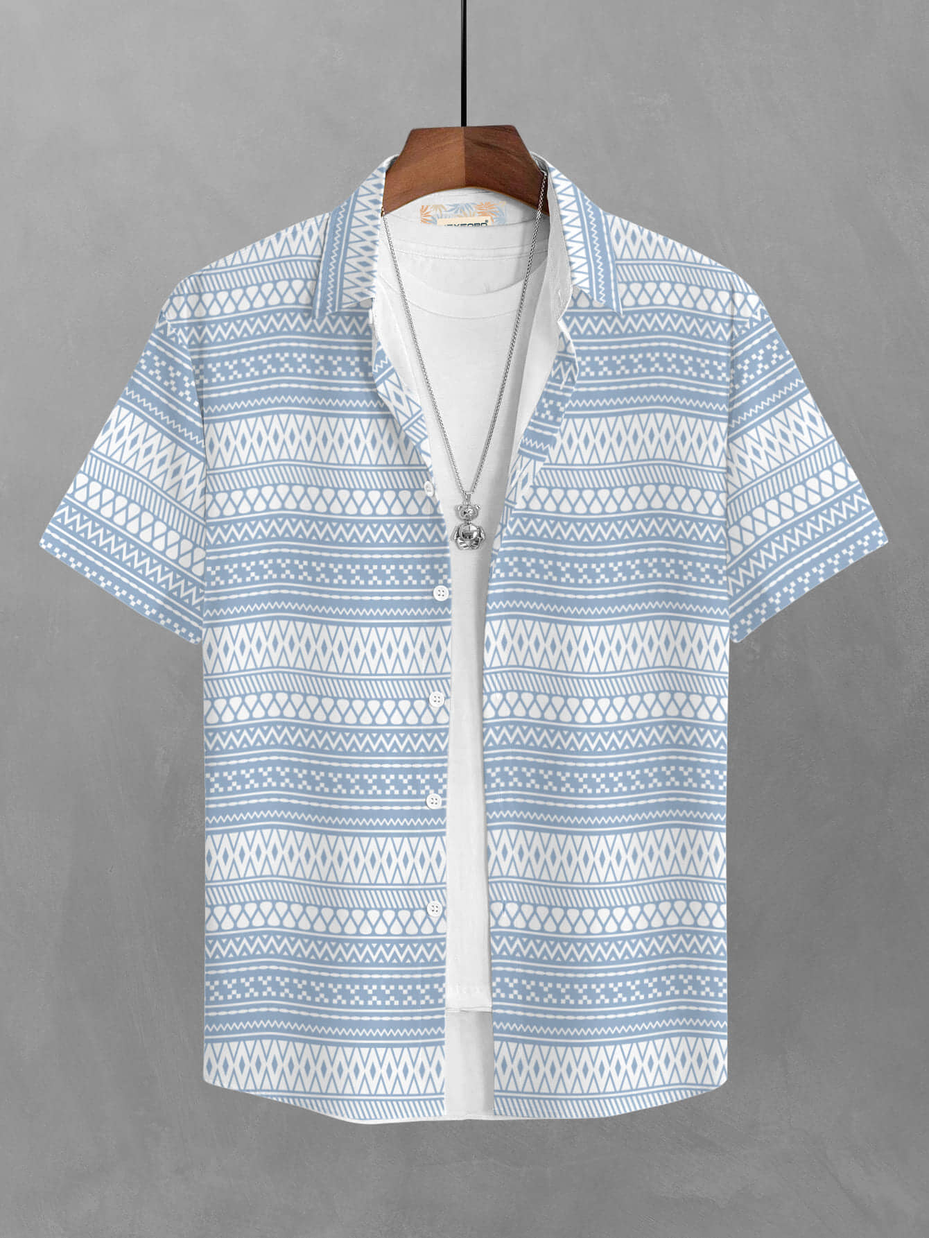 BULLMER Cotton Blend Regular Fit Printed Half Sleeves Men's Casual Shirt - Blue ( Pack of 1 )