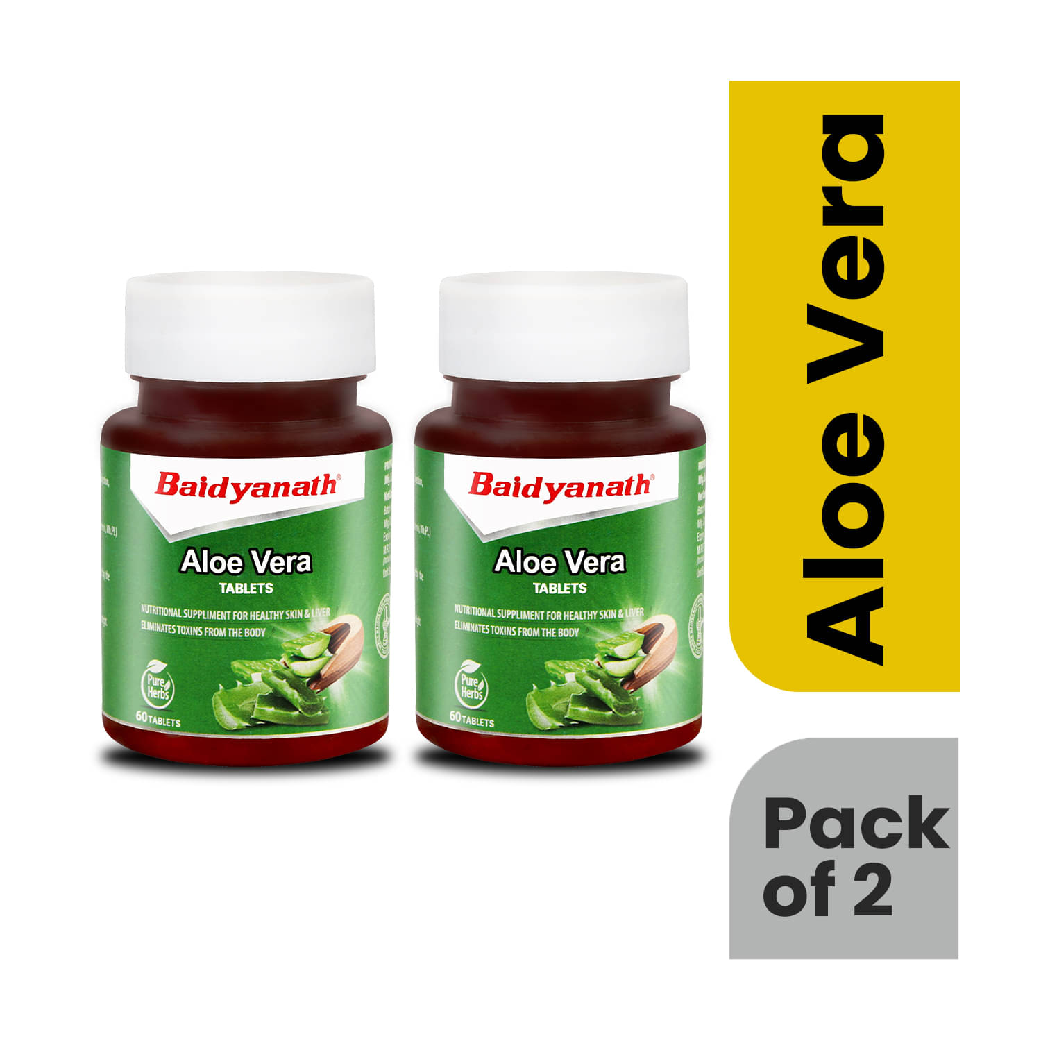 Baidyanath Aloe Vera Tablets Nutritional Supplement for Healthy Skin & Liver 60No.s (Pack of 2) Baidyanath Aloe Vera Tablets Nutritional Supplement for Healthy Skin & Liver 60No.s (Pack of 2)