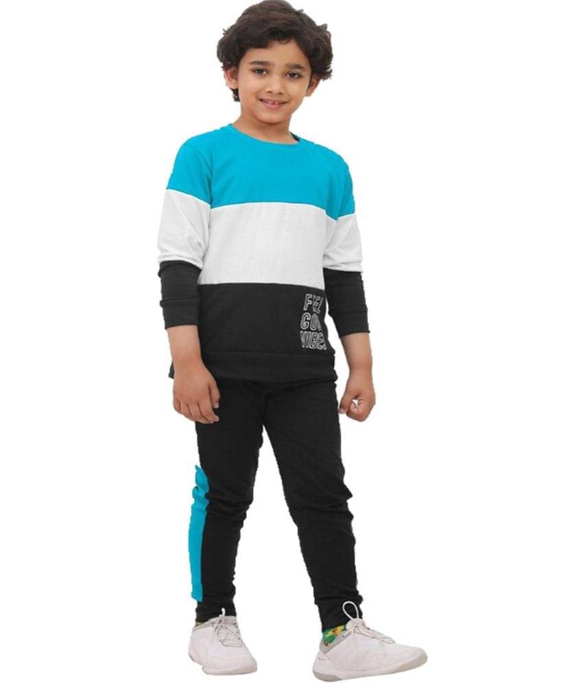     			CRAZYON Pack of 1 Boys Cotton T-Shirt & Pants Set ( Blue )