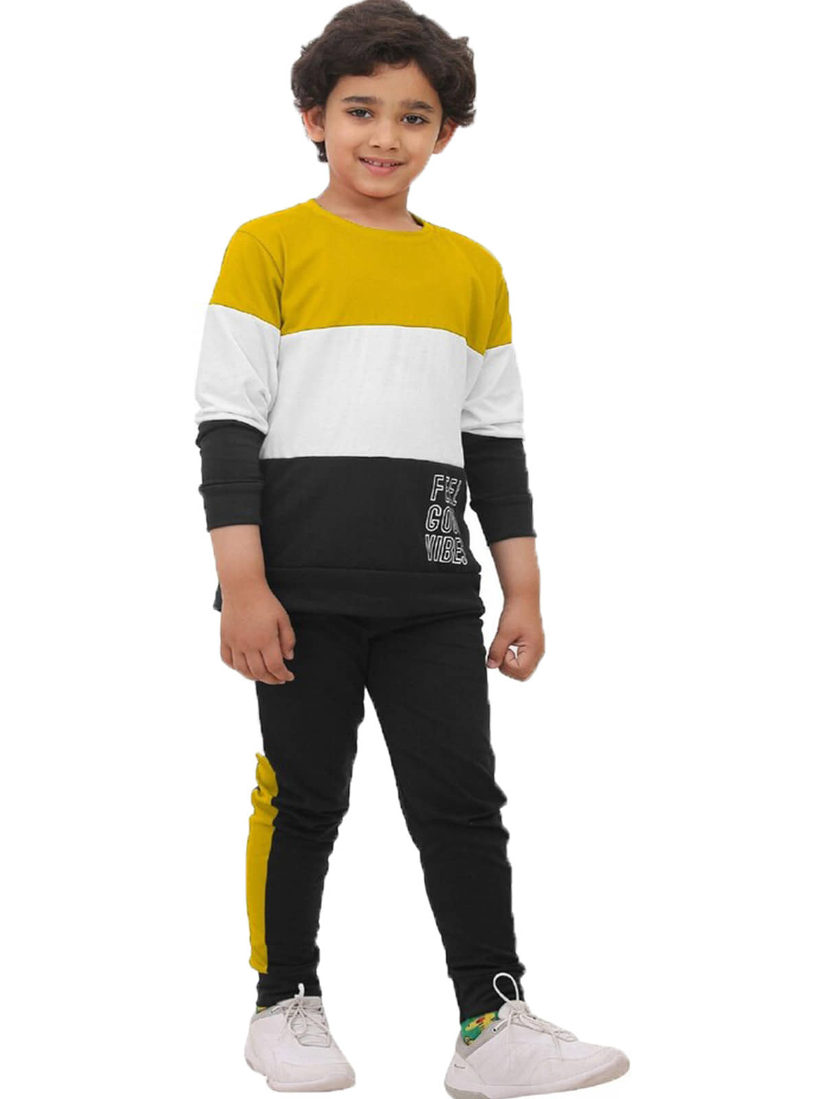 CRAZYON Pack of 1 Boys Cotton T-Shirt & Pants Set ( Yellow )