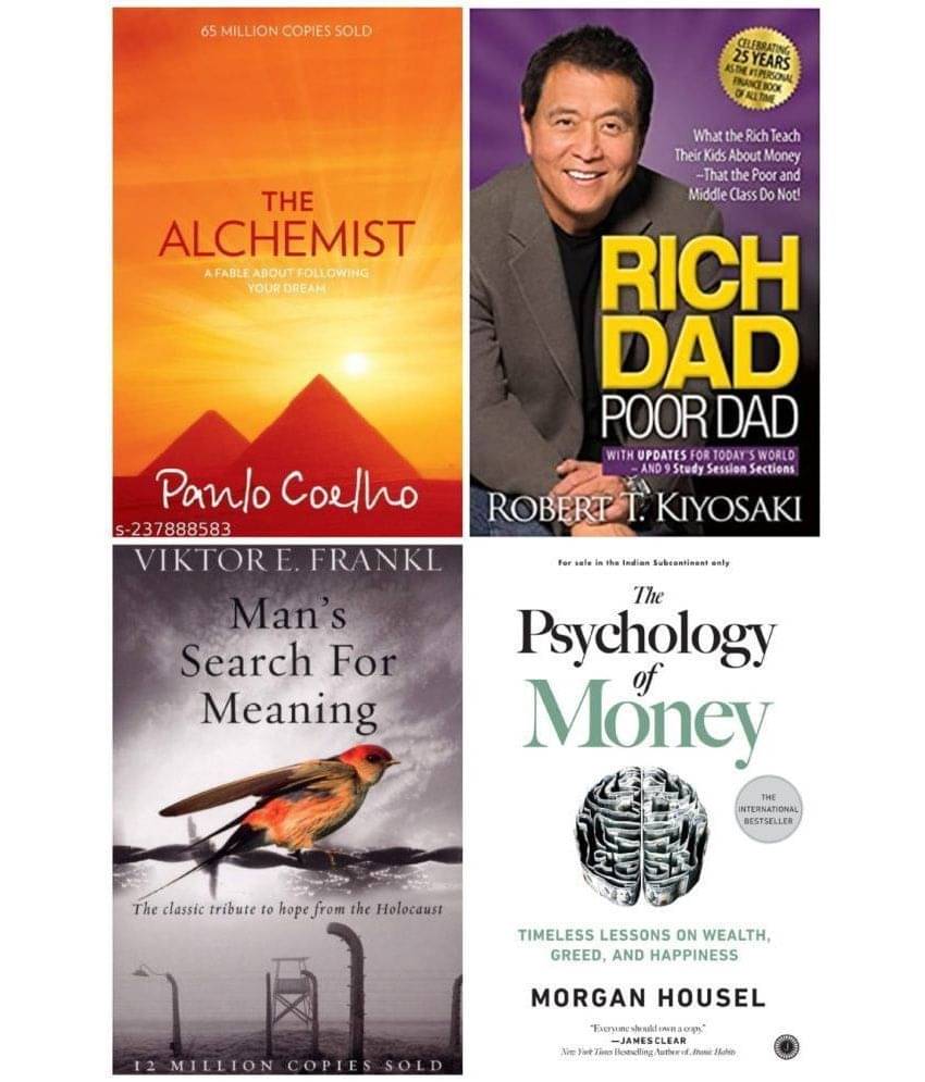     			(Combo of 4 books ) The alchemist & rich dad & Man search & Psychology of money ( Paperback )