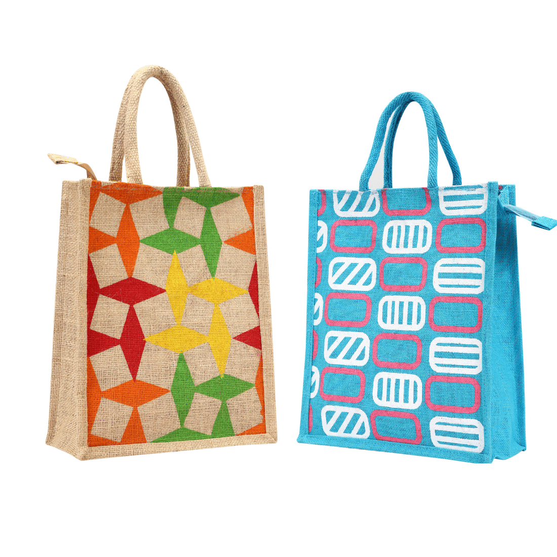     			ENSAC Navy Blue Jute Lunch Bag Pack of 2