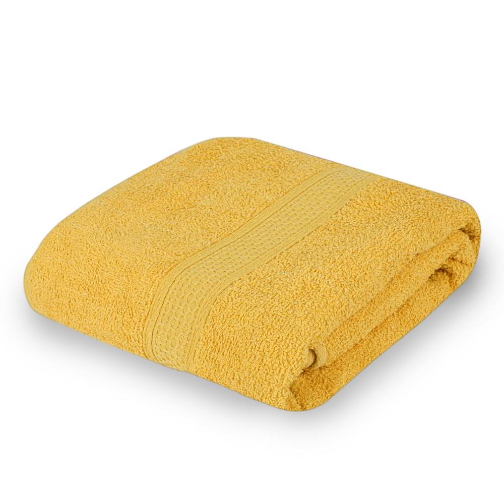     			FEZORA Cotton Solid 500 -GSM Bath Towel ( Pack of 1 ) - Yellow
