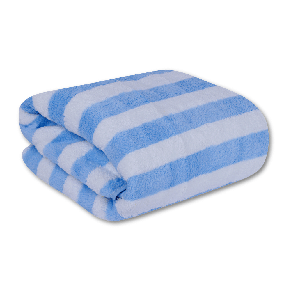     			FEZORA Microfibre Striped 500 -GSM Bath Towel ( Pack of 1 ) - Light Blue