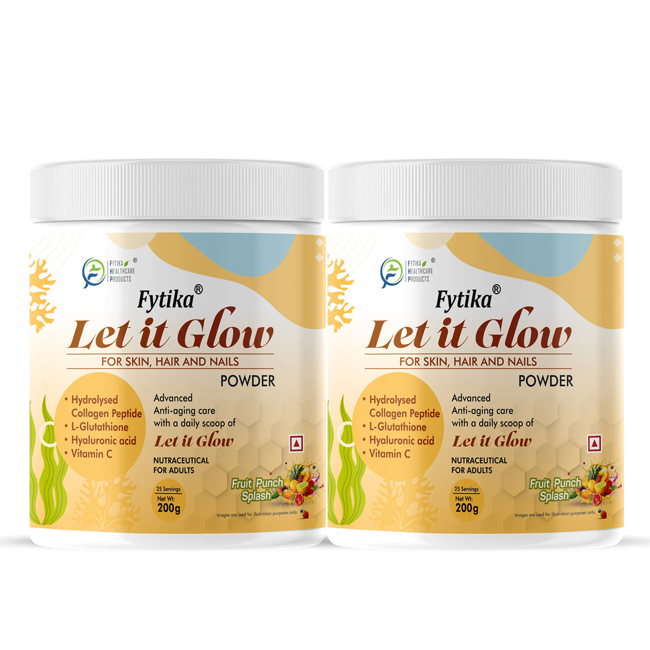 Fytika Let it Glow Fruit Punch, Collagen Powder- 2x200 G (Pack of 2) Fytika Let it Glow Fruit Punch, Collagen Powder- 2x200 G (Pack of 2)