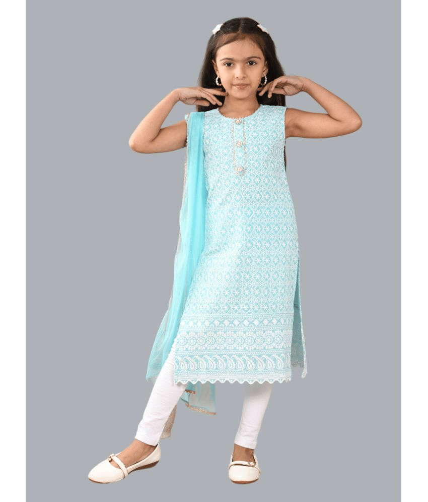     			HLGARMENTS Girls Cotton Kurti Legging Set ( Pack of 3 , Blue )