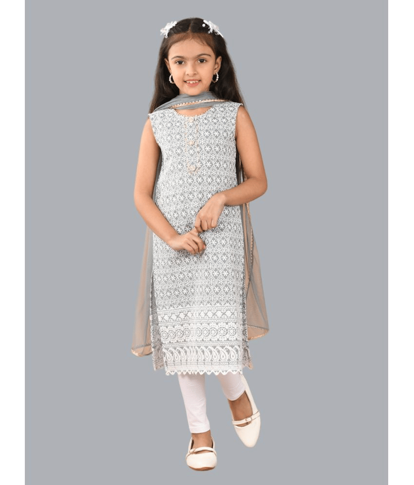     			HLGARMENTS Girls Cotton Kurti Legging Set ( Pack of 3 , Grey )