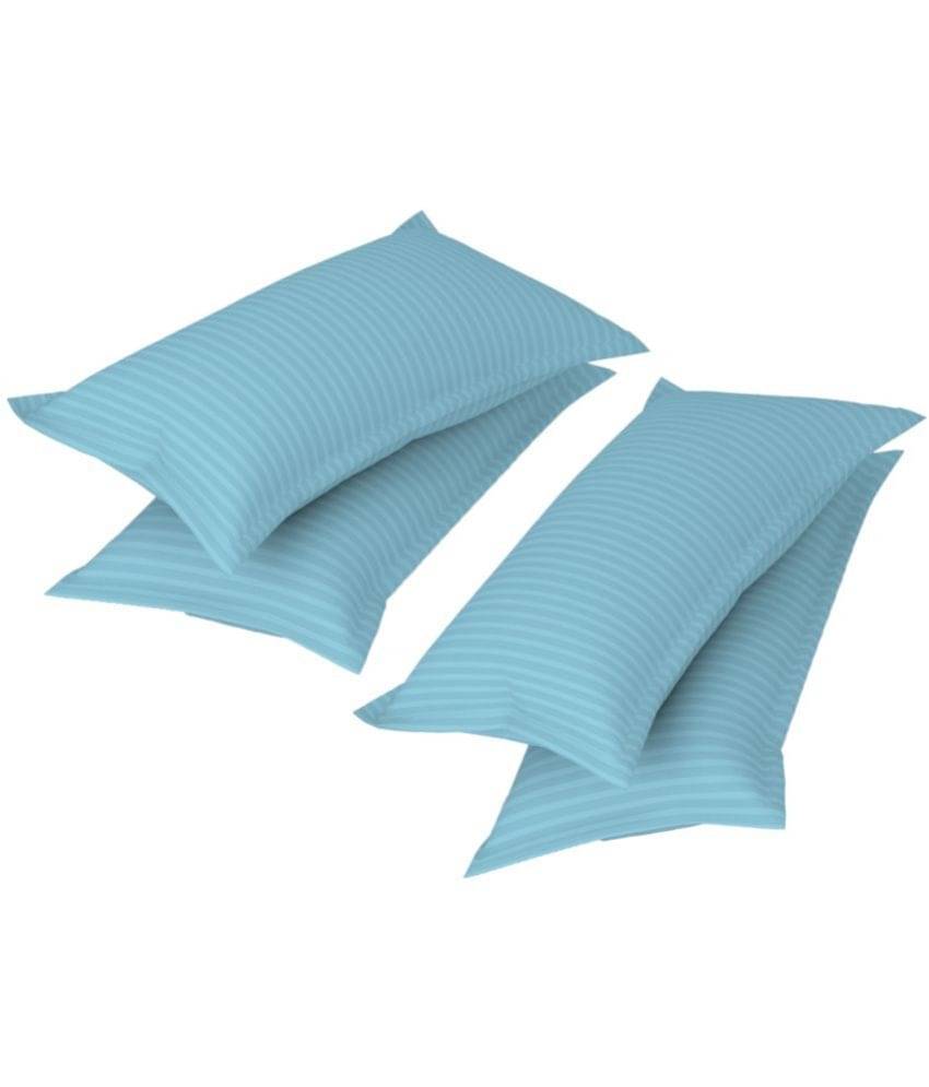 Handloomwala - Pack of 4 Poly Cotton Horizontal Striped Regular Pillow Cover ( 66.04 cm(26) x 43.18 cm(17) ) - Sky Blue Handloomwala - Pack of 4 Poly Cotton Horizontal Striped Regular Pillow Cover ( 66.04 cm(26) x 43.18 cm(17) ) - Sky Blue