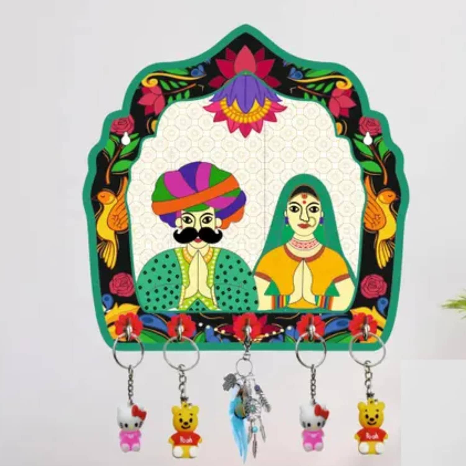 JaipurCrafts Multicolour Wood Key Holder - Pack of 1