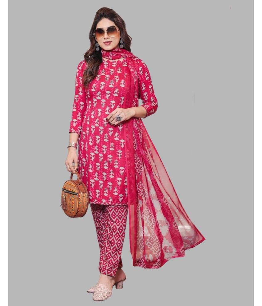     			Kashvi Unstitched Crepe Printed Dress Material - Pink ( Pack of 1 )