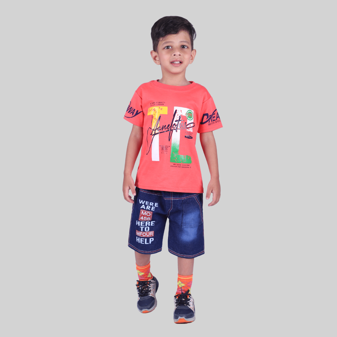     			Kidzee Kingdom Pack of 1 Boys Cotton T-Shirt & Shorts Set ( Pink,Blue )